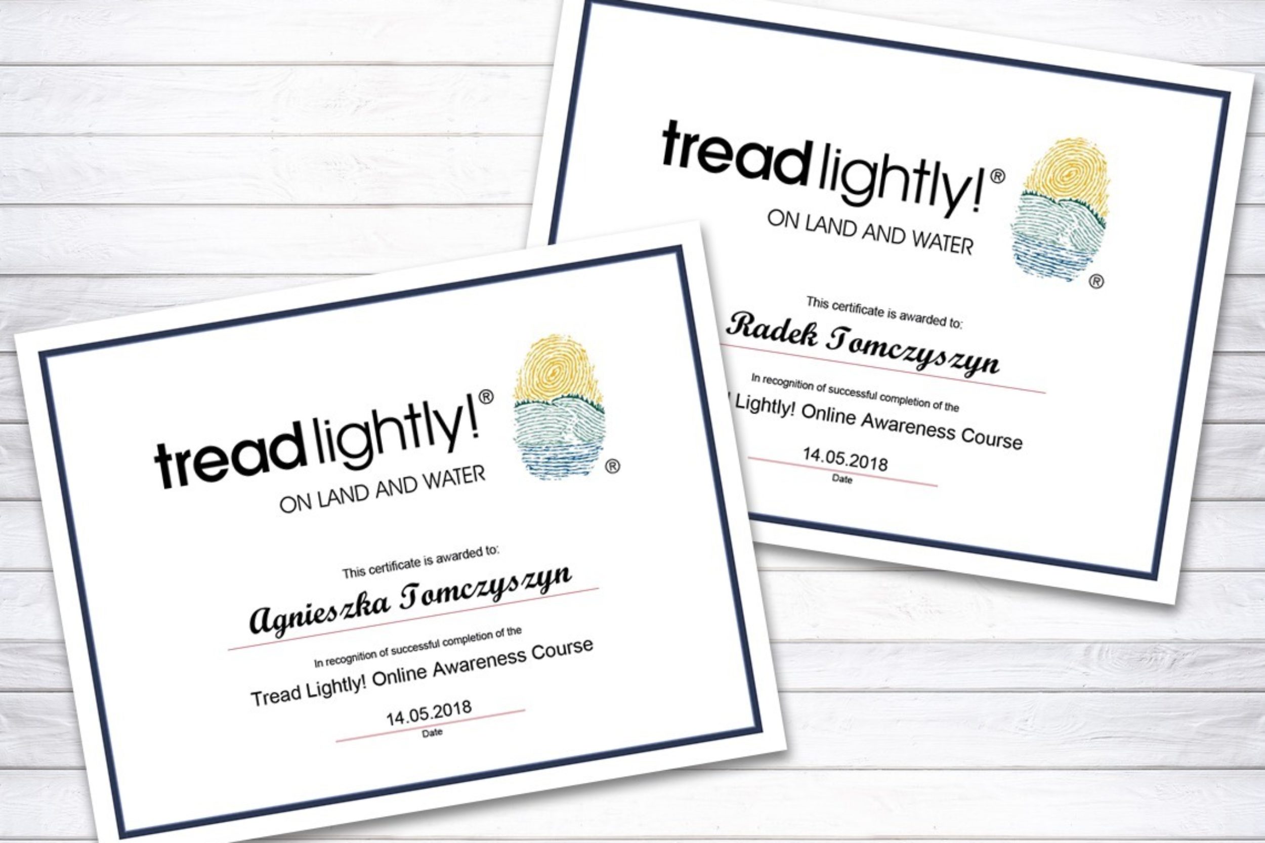 Tread Lightly! certfyfikaty